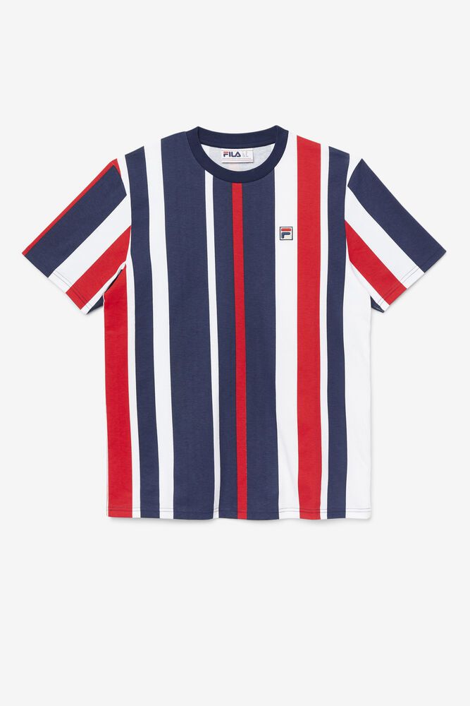 Fila T-Shirt Mens Navy - Gach Striped - Philippines 1047865-MR